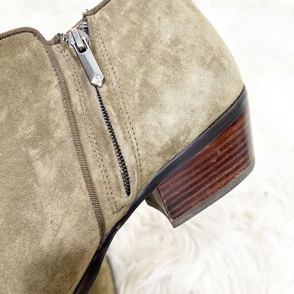 Sam Edelman Womens Size 9.5 Suede Olive Green Petty Ankle Zip Booties Leather - Picture 11 of 16